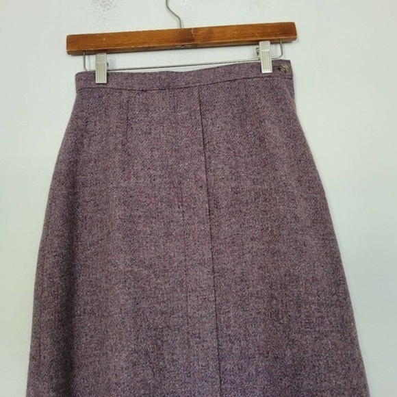 Vintage Woolrich Women's 100% Pure Wool Purple Knee Length Skirt Size 6 Pockets - Picture 2 of 14